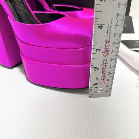 Versace Aevitas Platform Pumps 37 US 7 Pink Fuchsia Satin Crystal NIB $1575 - Picture 12 of 16